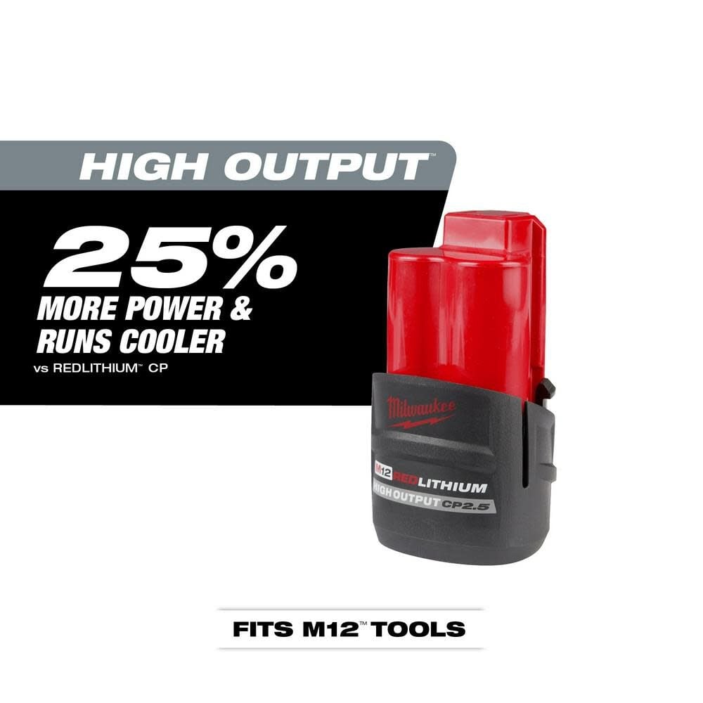 Milwaukee M12 REDLITHIUM HIGH OUTPUT CP 12V 2.5Ah Lithium Ion Power Tool Battery Pack (2 Pack), large image number 2