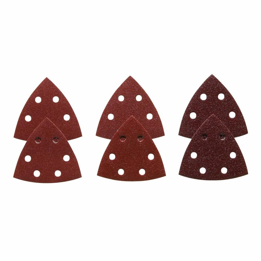 Bosch 3-1/2 Inch Assorted Grits 6 pc. Red Detail Sander Abrasive Triangles for Wood – SDTR000