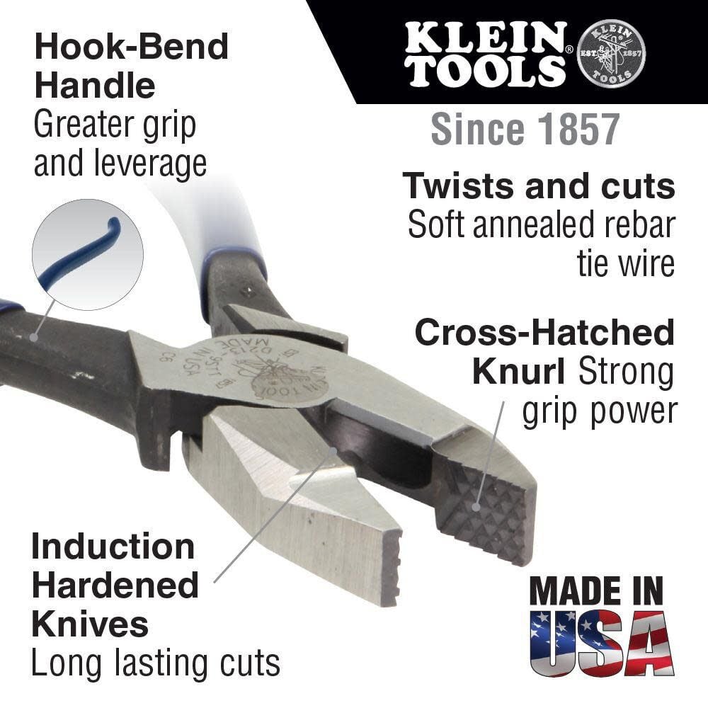 Klein Tools 9-3/8 In. Square Nose Ironworker's Pliers, large image number 2