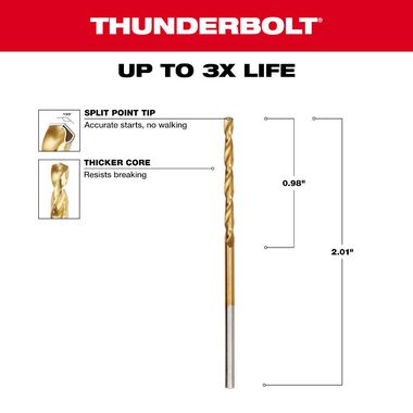 Milwaukee 5/64 in. Thunderbolt Titanium Coated Drill Bit, large image number 2