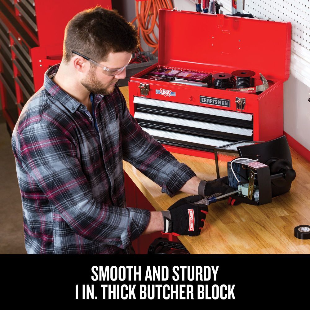 Craftsman 6 Ft. Wide Workbench With Butcher Block Top (Red)