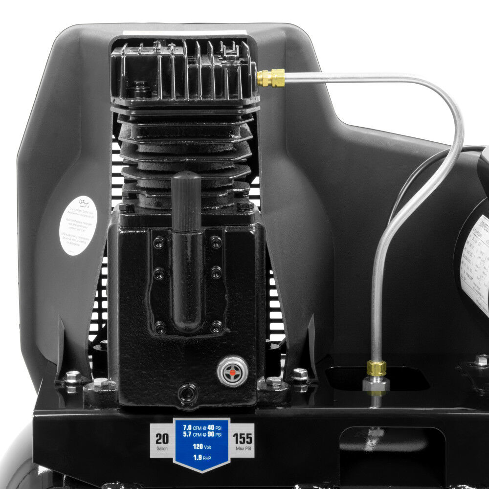 Industrial Air Compressor 1.9 HP Horizontal In Line Cast Iron Pump 20 Gallon, large image number 6