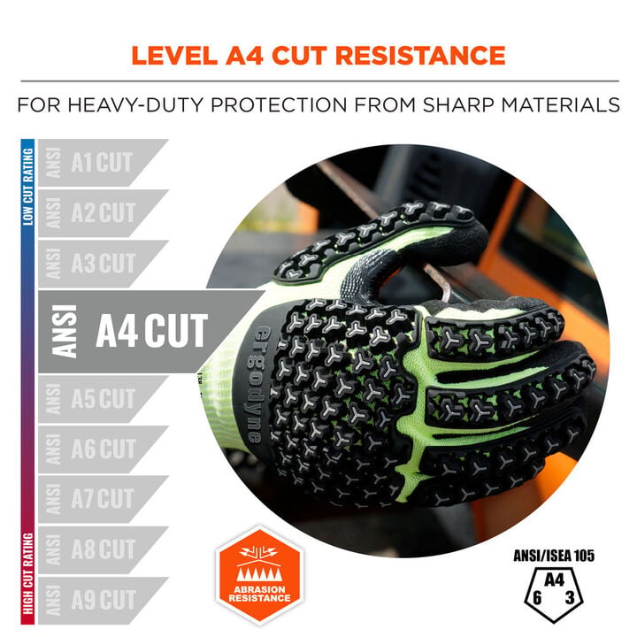 Ergodyne 7142 Coated A4 Cut-Resistant Impact Gloves 2XL Lime, large image number 2