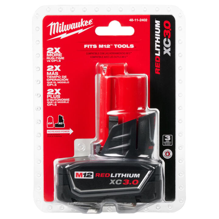 Milwaukee M12 REDLITHIUM XC 12V 3Ah Lithium Ion Power Tool Battery Pack with Fuel Indicator, large image number 7