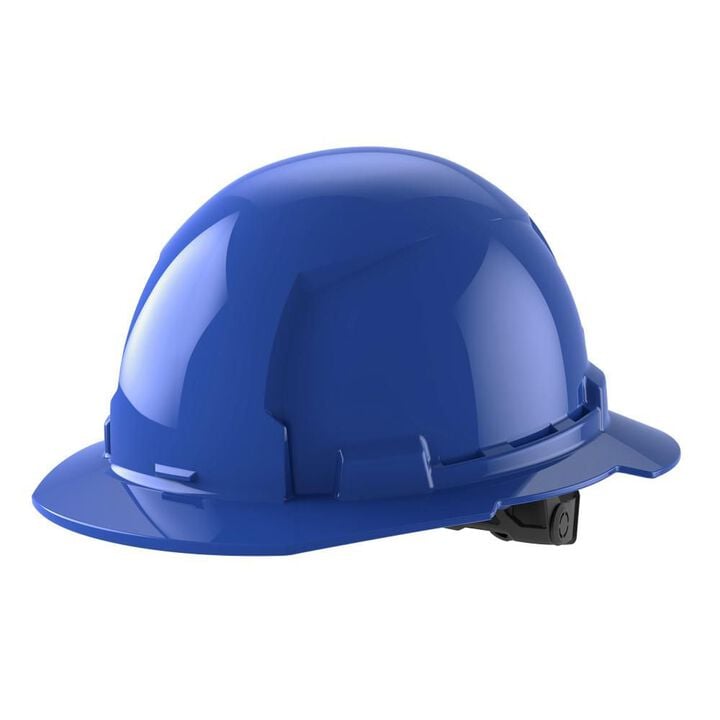 Milwaukee White Full Brim Hard Hat with 6pt Ratcheting Suspension Type 1 Class E Blue