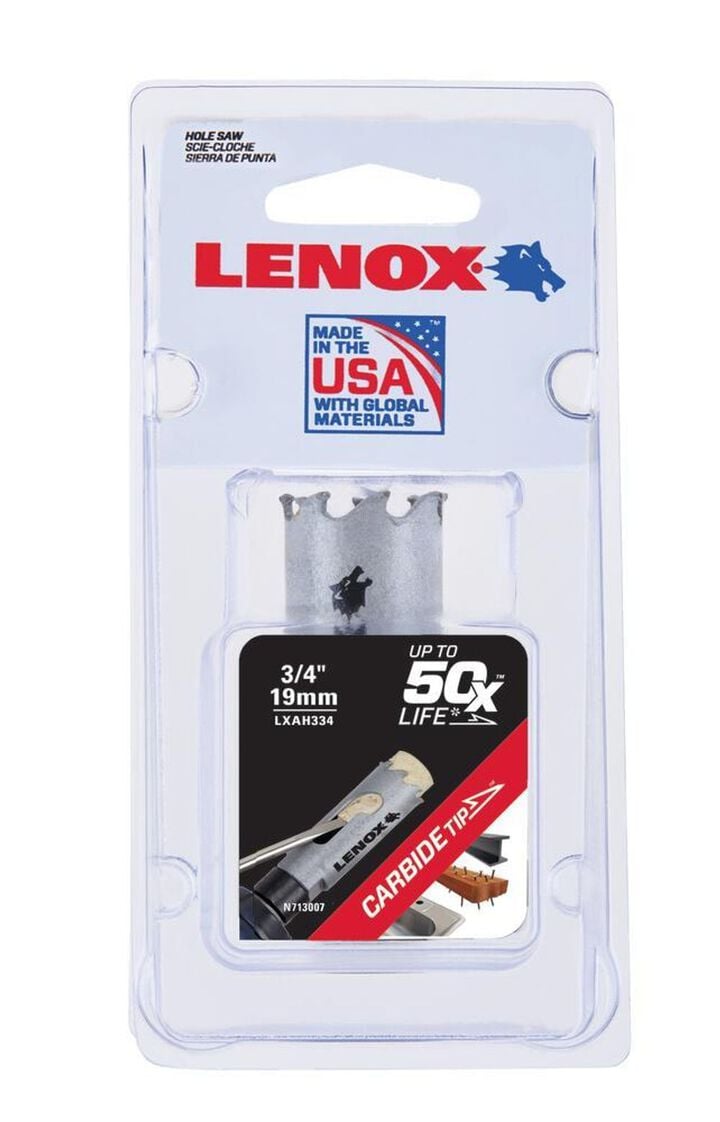 Lenox Hole Saw Carbide Tipped 3/4in 19mm, large image number 1