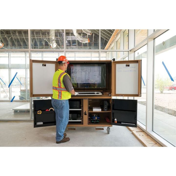 Knaack DataVault 150 Lbs Steel Mobile Digital Plan Station with 40 Inch TV Monitor & Laser Printer, large image number 15