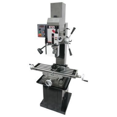 JET Variable Speed Geared Head Square Column Mill/Drill with Power Downfeed & Newall DP700 2-Axis DRO & X-Axis Powerfeed