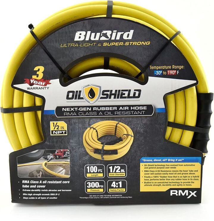 BluBird OilShield Next-Gen 1/2 Inch x 100 Ft. Rubber Air Hose Assembly, large image number 2