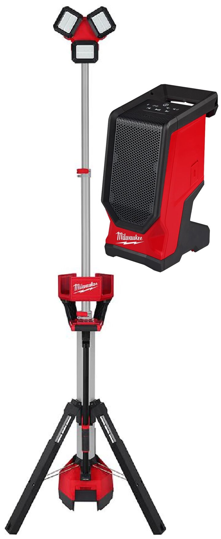 Milwaukee M18 ROCKET Tower Light/Charger & M18 Bluetooth Jobsite Speaker Bundle