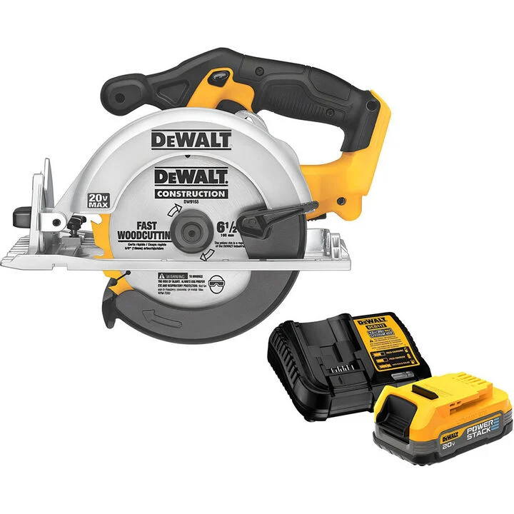DEWALT 20V Max 6-1/2 in Cordless Circular Saw with Battery & Charger Starter Kit Bundle, large image number 0