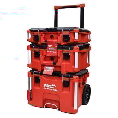 Milwaukee PACKOUT Tool Box Set with NEW Low Handle Rolling Tool Box