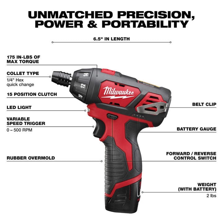 Milwaukee M12 1/4 in. Hex Screwdriver, large image number 2