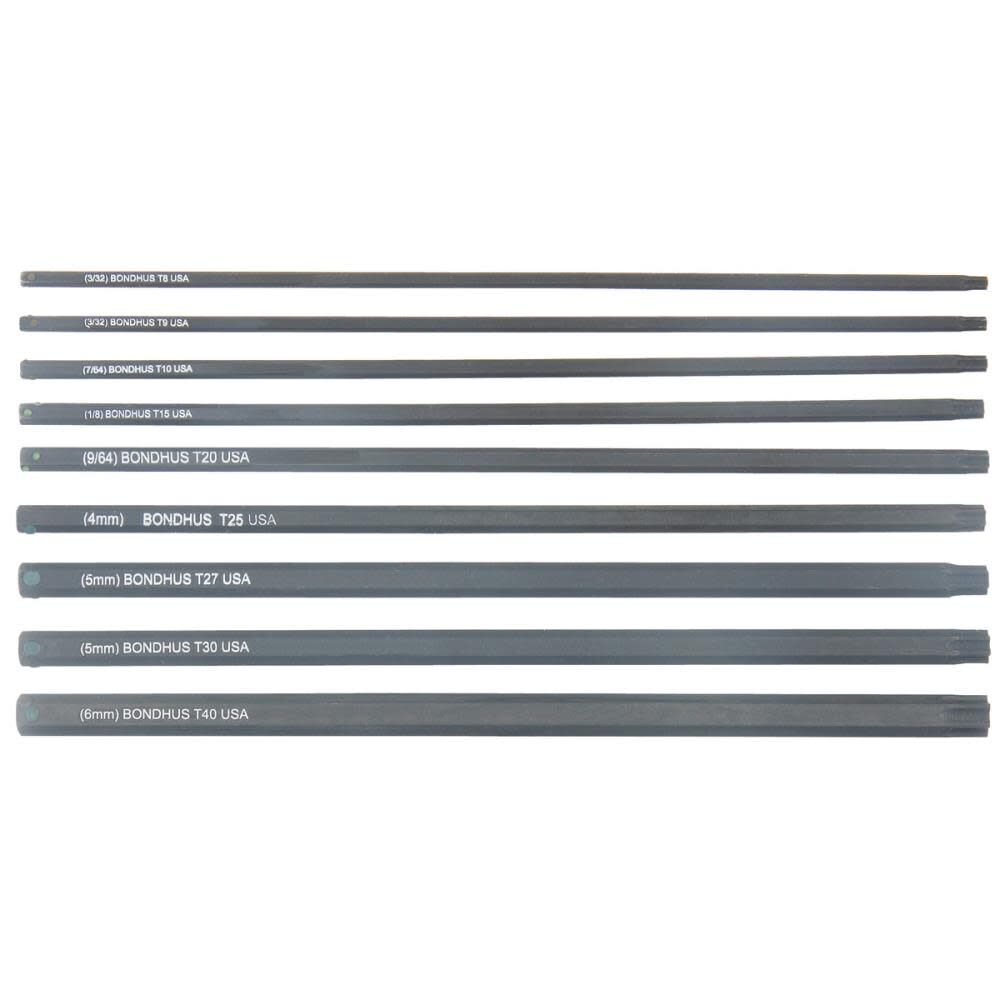 Bondhus Set 9 Star Bit 6 Inch T8-T40, large image number 1