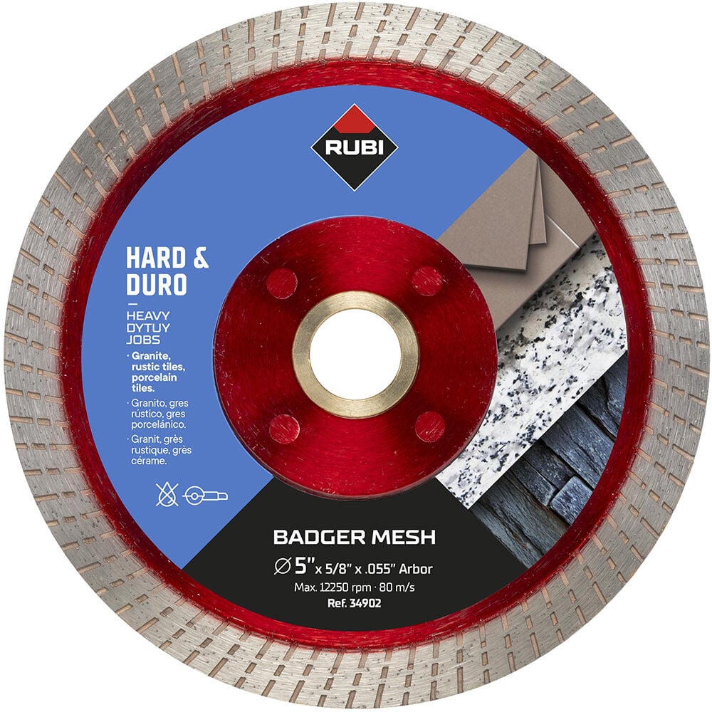 Rubi Tools 5 Inch Badger Mesh Turbo Rim Diamond Blade for Granite and Porcelain, large image number 1