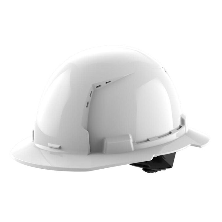 Milwaukee White Full Brim Vented Hard Hat with 4pt Ratcheting Suspension Type 1 Class C White