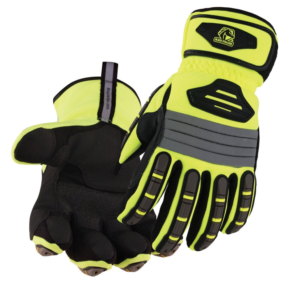 Black Stallion Water Resistant Hi-Vis Mechanics Gloves Size Large – GW101-LG