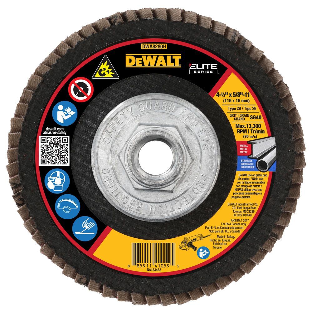 DEWALT 4 1/2in X 5/8in 11 SG40 T29 Ceramic Flap Disc, large image number 1