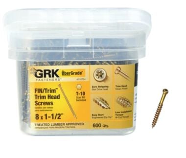 GRK Fasteners FIN/Trim Finishing Trim Head Screws #8 x 1 1/2in 600qty
