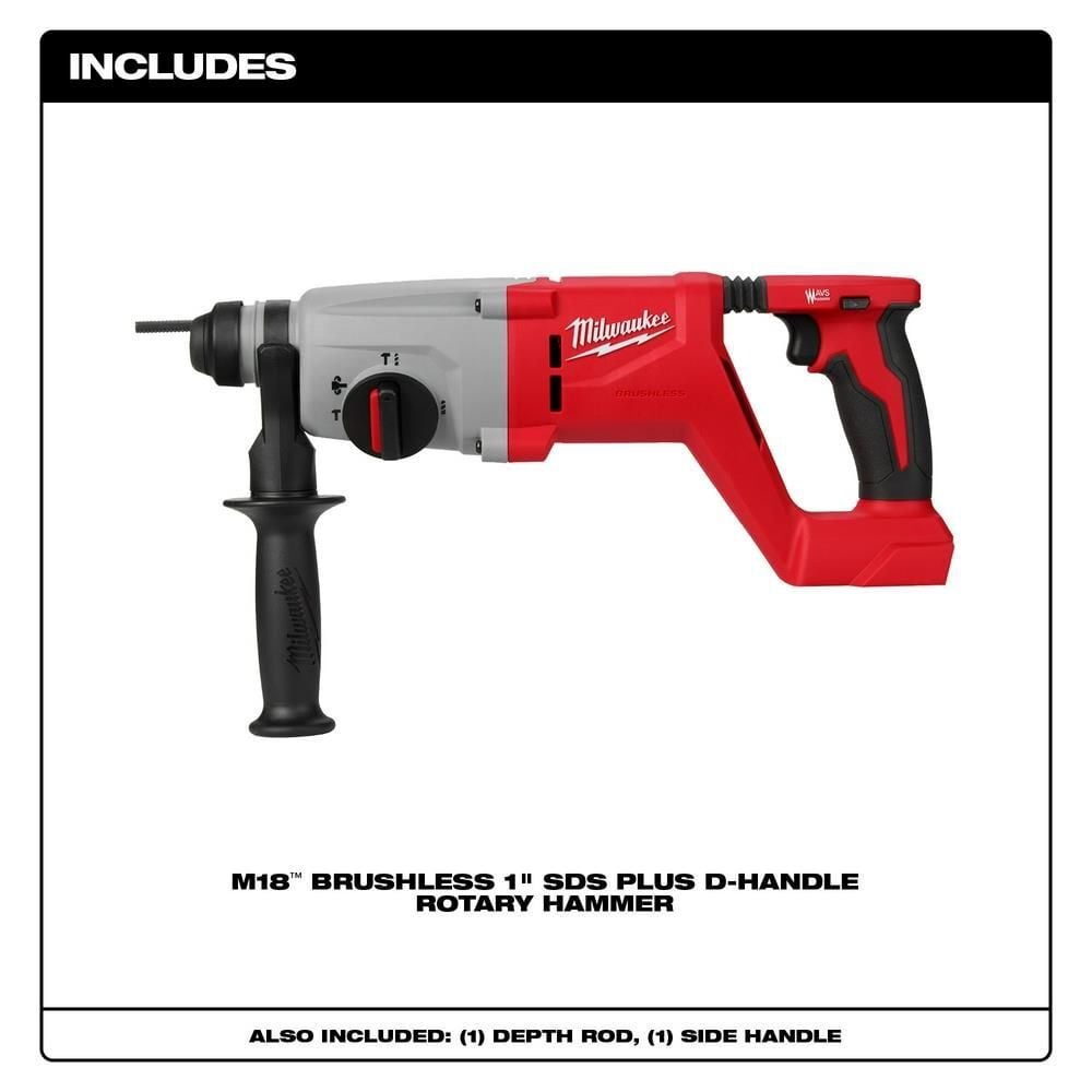 Milwaukee M18 Rotary Hammer 1 SDS Plus D Handle (Bare Tool), large image number 2
