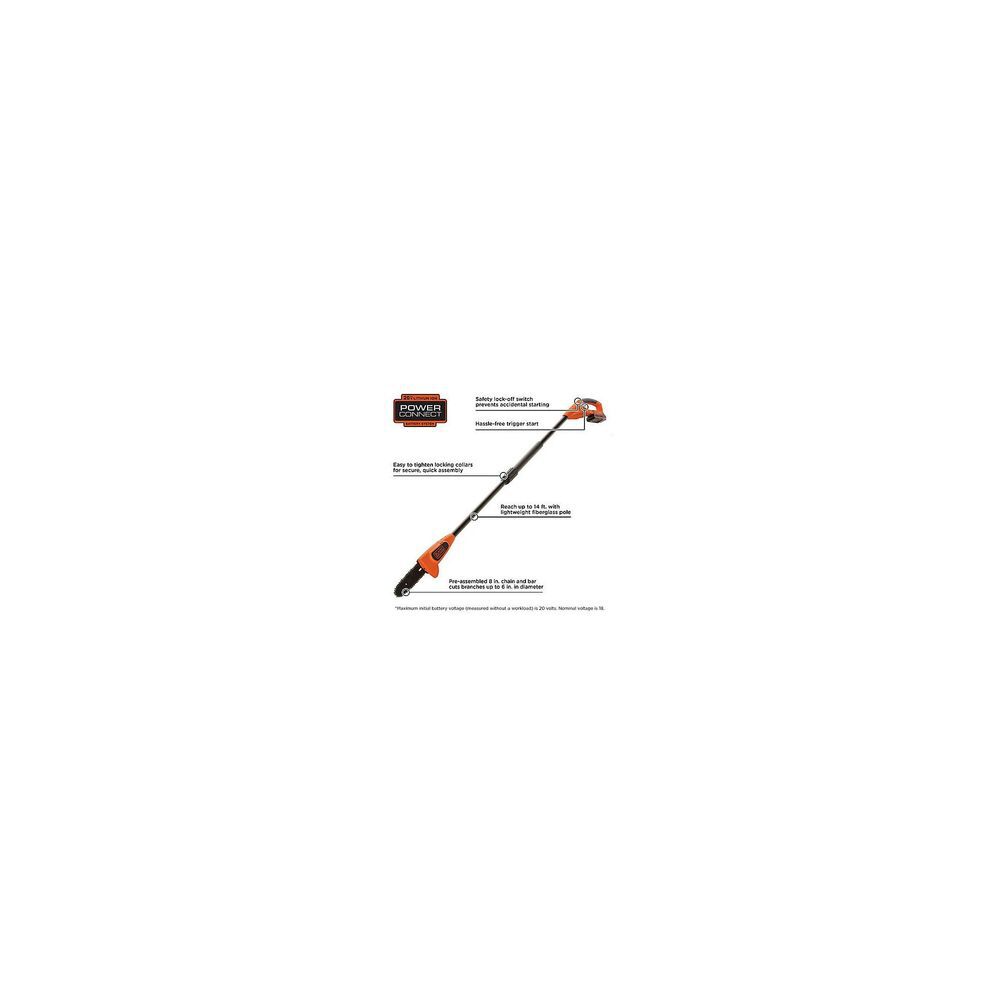 Black and Decker 20V Lithium Ion 8in Cordless Electric Pole Saw, large image number 10