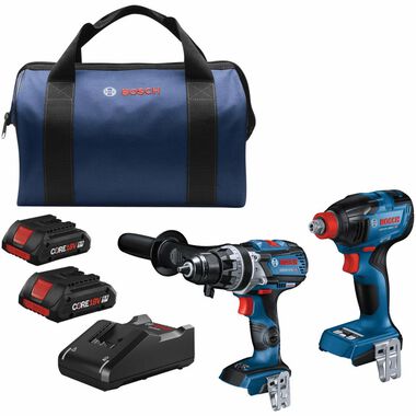 Bosch 18V 2-Tool Combo Kit with Connected-Ready Freak Two-In-One 1/4in and 1/2in Impact Driver & Connected-Ready 1/2in Hammer Drill/Driver