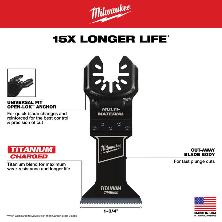 Milwaukee OPEN-LOK 1-3/4inch TITANIUM ENHANCED BI-METAL METAL BLADES 10PK, large image number 7