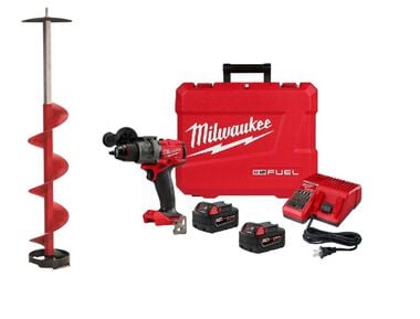 Eskimo 8in Ice Auger Pistol Bit with Milwaukee M18 FUEL 1/2in Drill/Driver Kit Bundle