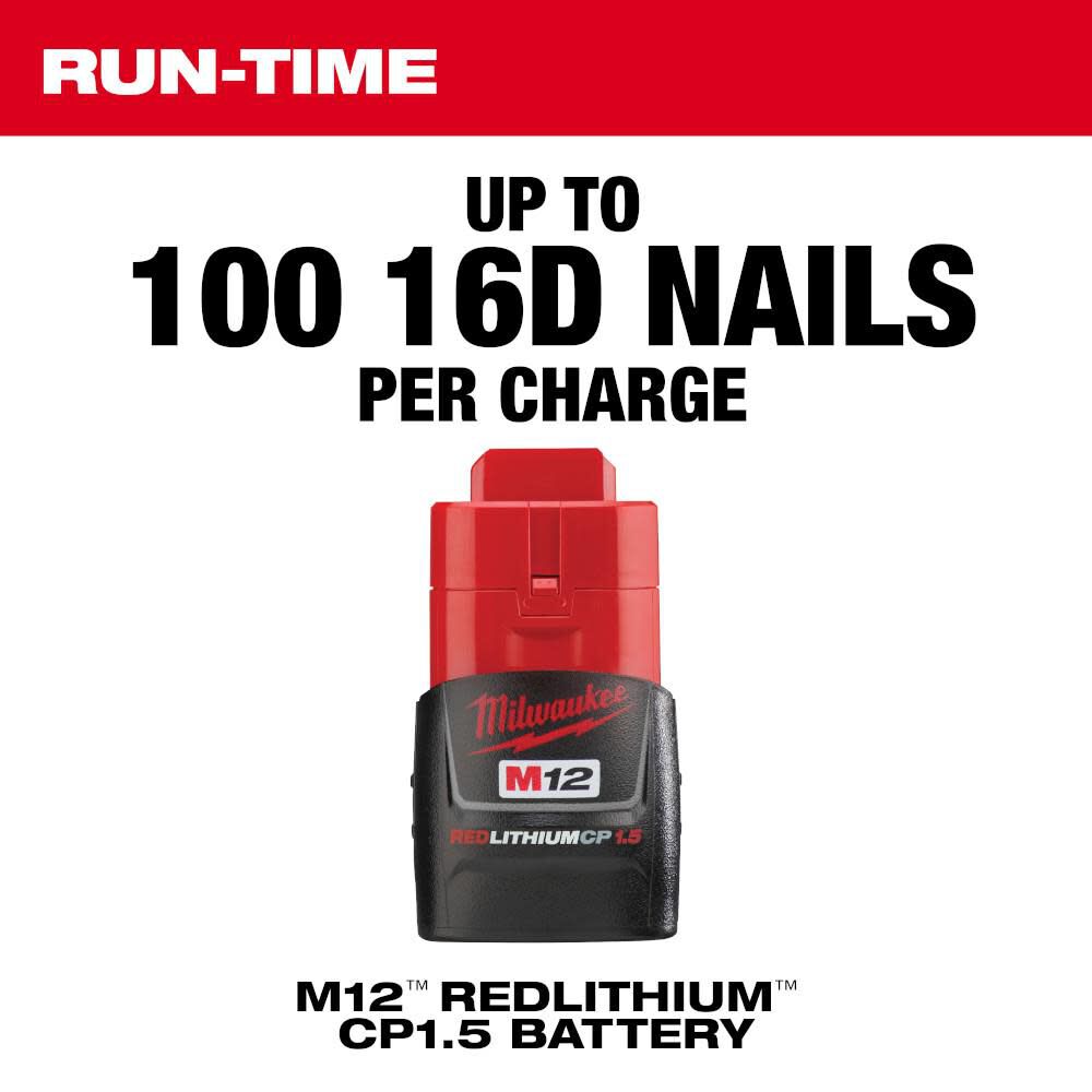 Milwaukee M12 Cordless Lithium-Ion Palm Nailer Kit, large image number 4