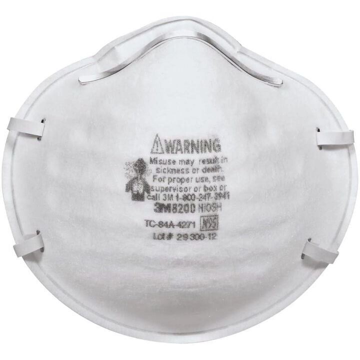 3M 8200 White N95 Sanding and Fiberglass Respirator, 3 Pieces, large image number 1