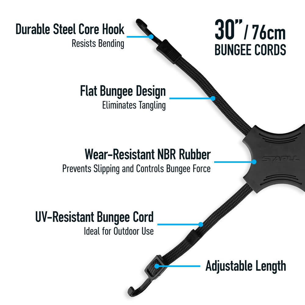 Tack Strap Stapll 30 Inch Bungee Style 4-Way Tack Strap, 2 Pieces, Black, large image number 8