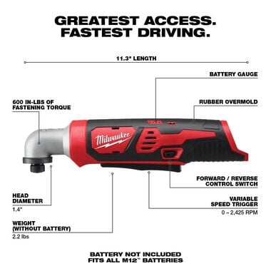 Milwaukee M12 1/4 in. Hex Right Angle Impact Driver (Bare Tool), large image number 1