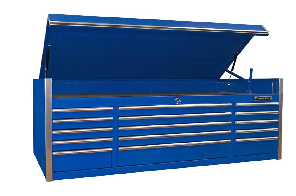 Extreme Tools Ex Professional Series 72 In. 15-Drawer Triple Bank Top Chest Blue, large image number 1