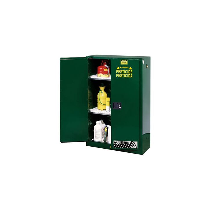 Justrite 60 Gallon Green Steel Manual Close Pesticides Safety Cabinet, large image number 1