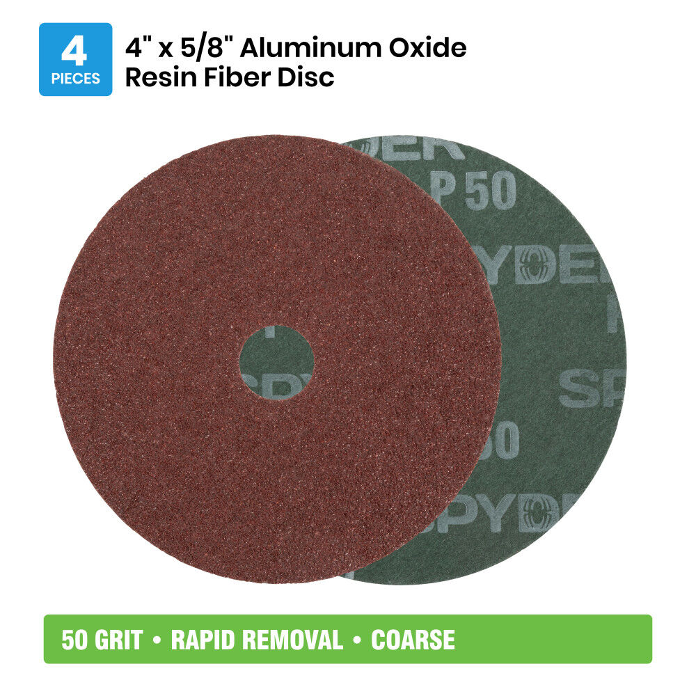 Spyder 4 Inch Resin Fiber Sanding Disc, 50 Grit Alum Oxide, 5/8 Inch Arbor 4 Pieces, large image number 5