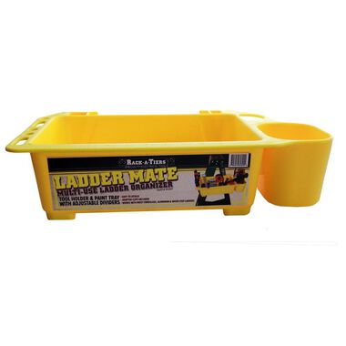 Rack-A-Tiers Ladder Mate Plastic Caddy Tool and Accessories Tray, Yellow