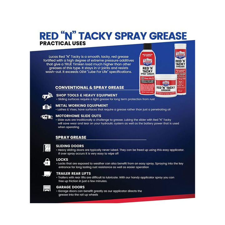 Lucas Oil 14 Oz Cartridge Red N Tacky Grease, large image number 4