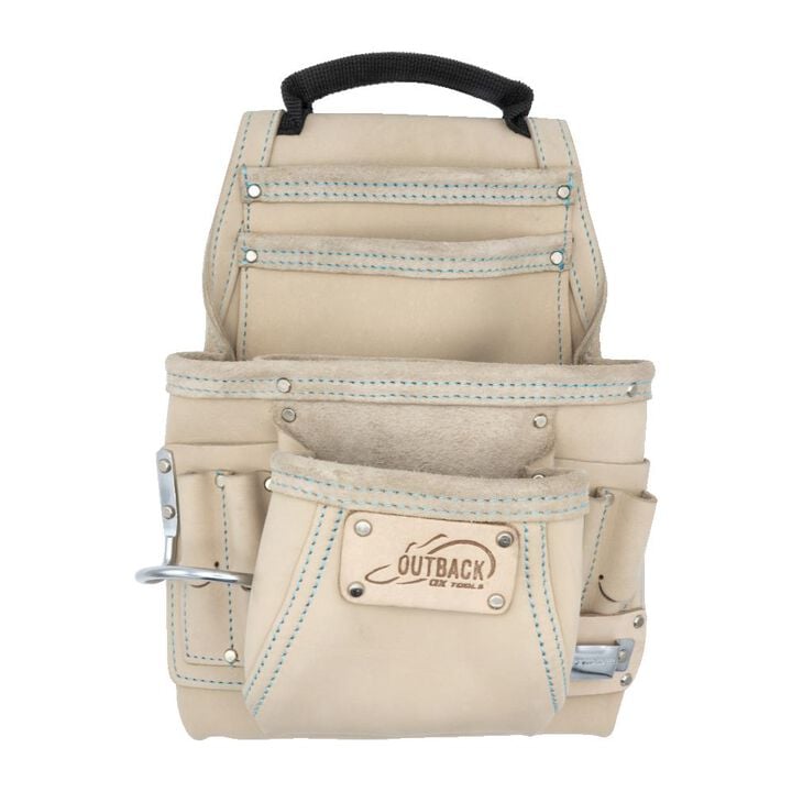 Ox Tools Pro White Leather 10-Pocket Tool Pouch with Speed Square Pocket