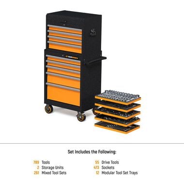 GEARWRENCH Rolling Tool Box with Mechanics Tool Set in Premium Modular Foam Trays 791pc, large image number 8