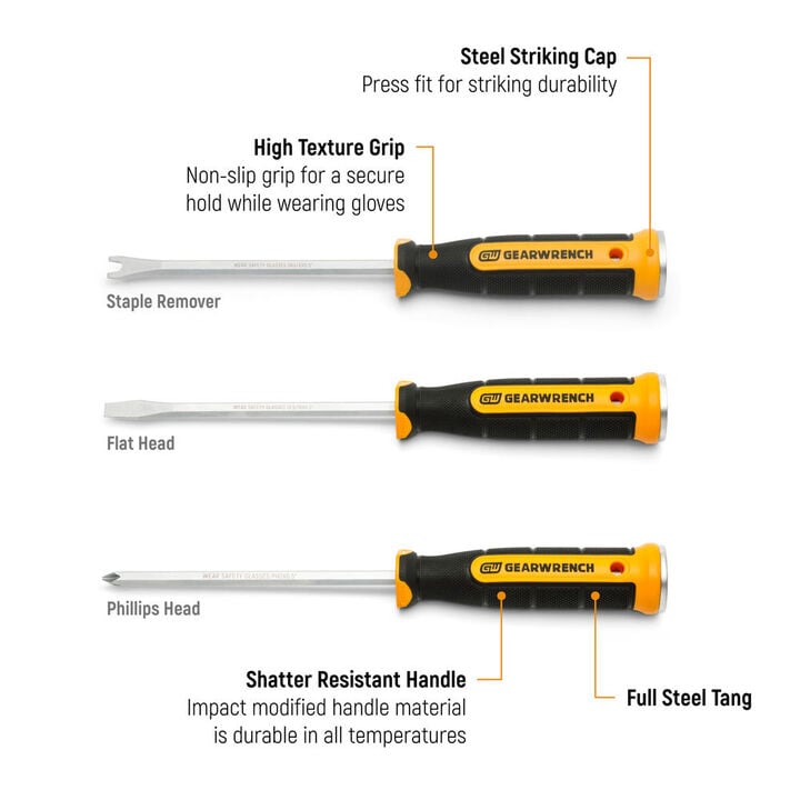 GEARWRENCH Lineman Demolition Screwdriver Set 3 Pieces, large image number 1