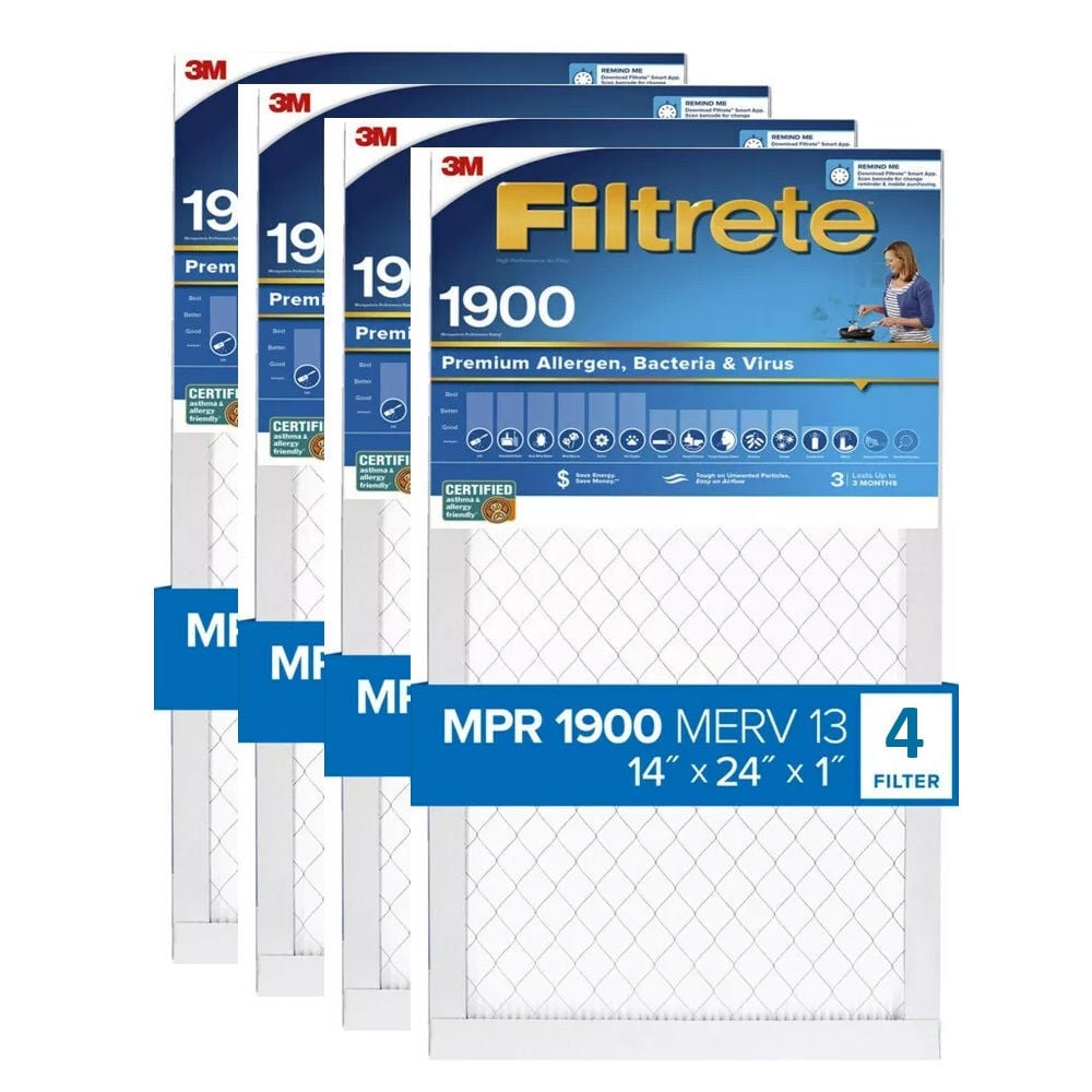 3M Filtrete 14 x 24 x 1-Inch 1900 MPR MERV 13 Allergen Defense Furnace Air Filter, 4-Pack, large image number 1