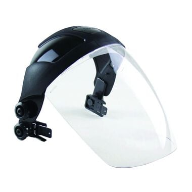 Sellstrom Single Crown Safety Face Shield with Universal Hard Hat Slot Adapter, Shade 5 IR Tint, Uncoated, Black Crown