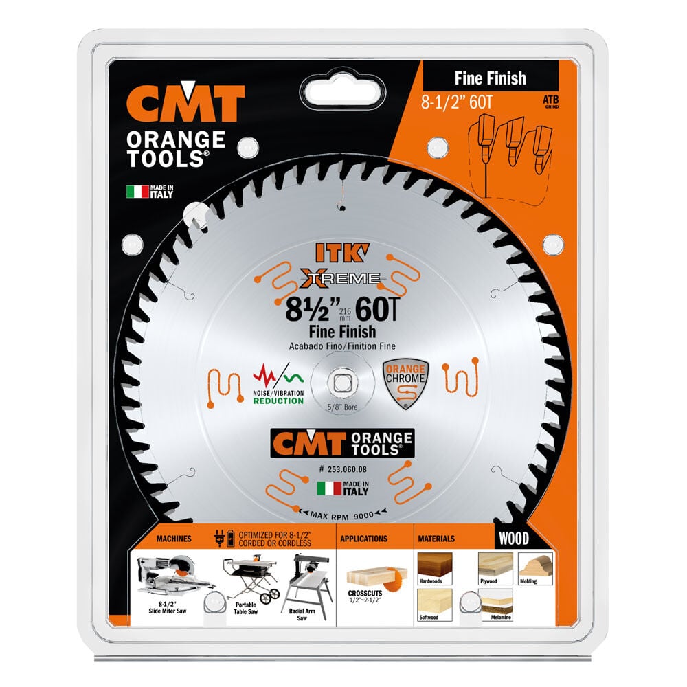 CMT 8-1/2 In x 60 x 5/8 In ITK Finish Compound Miter Blade, large image number 5