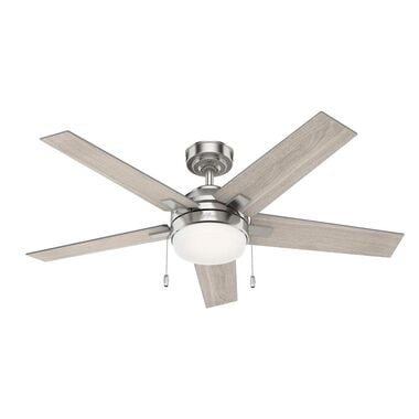 Hunter Fan Barlett Ceiling Fan 52in Brushed Nickel Light Gray Oak