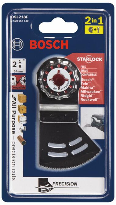 Bosch 2-1/8 In. Starlock Oscillating Multi-Tool 2-in-1 Dual-Tec Bi-Metal Plunge Blade, large image number 1