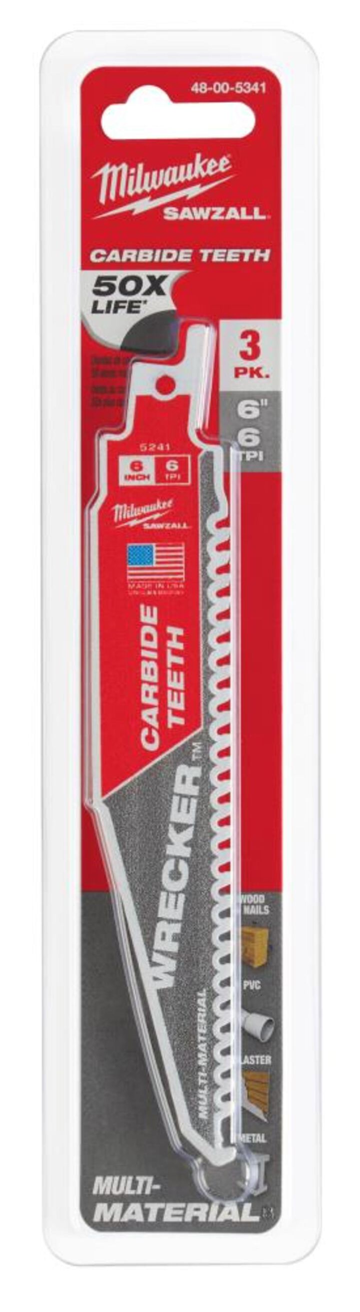Milwaukee 6inch 6 TPI THE WRECKER with Carbide Teeth SAWZALL Blade 3PK, large image number 13