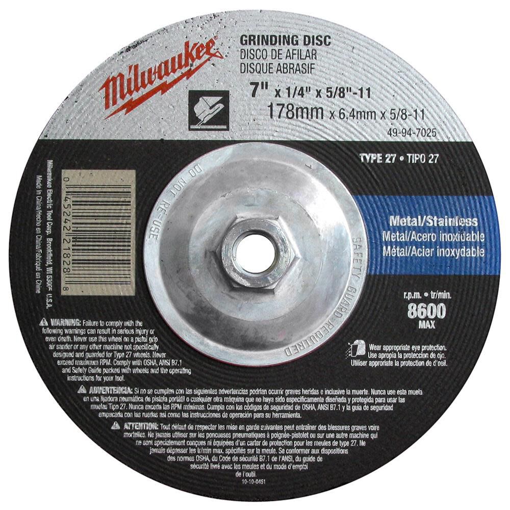Milwaukee 7 Inch Grinding Wheel (Type 27), large image number 7