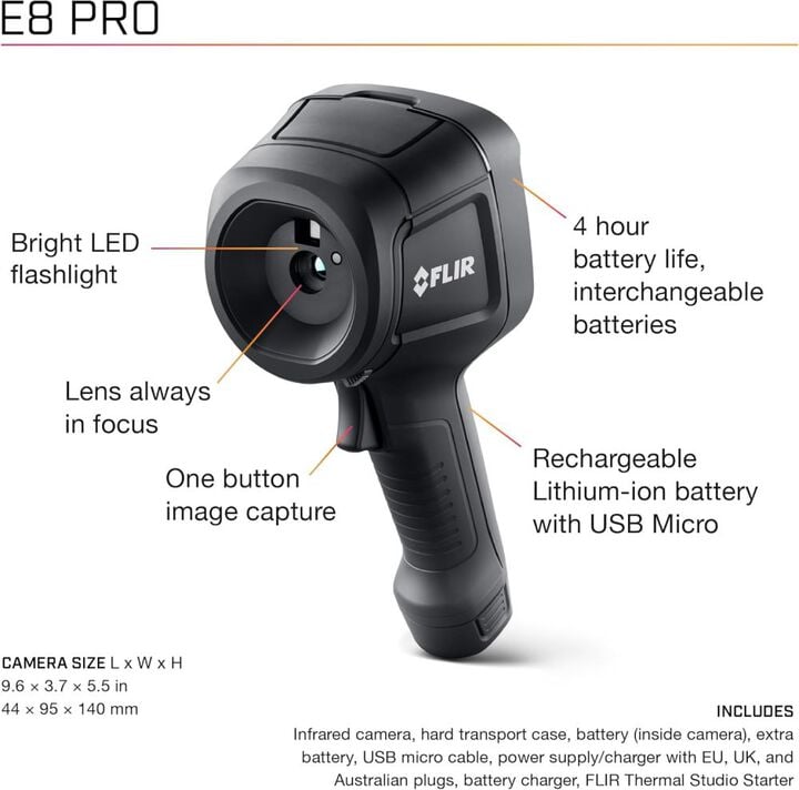 FLIR E8 Pro Thermal Camera with Ignite Cloud Kit, large image number 3