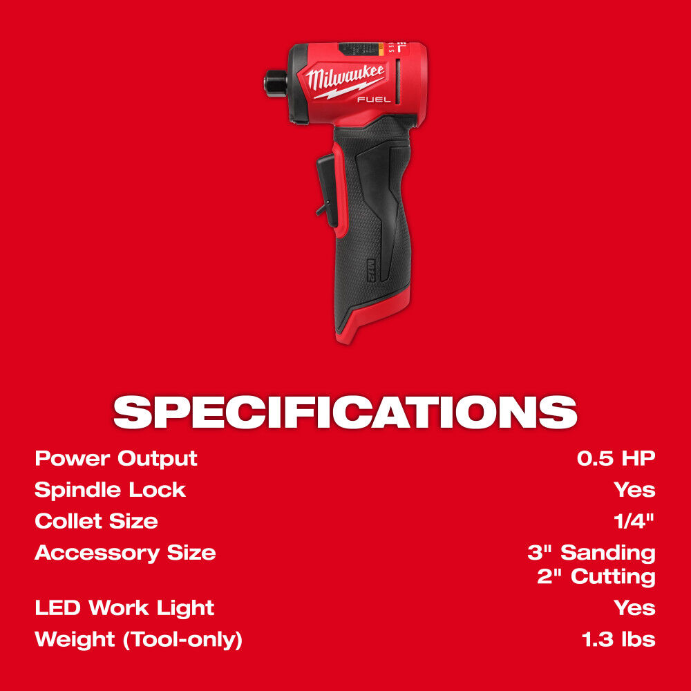 Milwaukee M12 FUEL 1/4 Inch Right Angle Die Grinder (Bare Tool), large image number 10