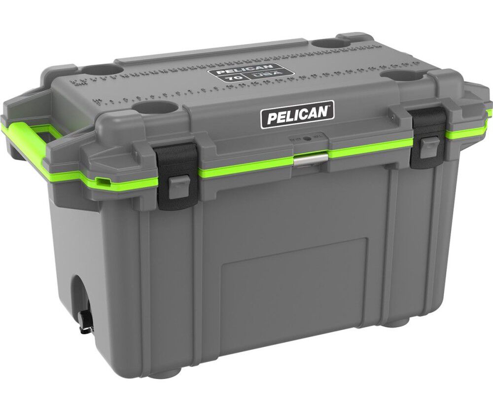 Pelican Polypropylene Elite Cooler with Handle, 70 Quart, Gray and Green, large image number 2